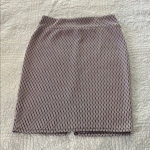 Espresso Black and White Knee-Length Pencil Skirt with Slit